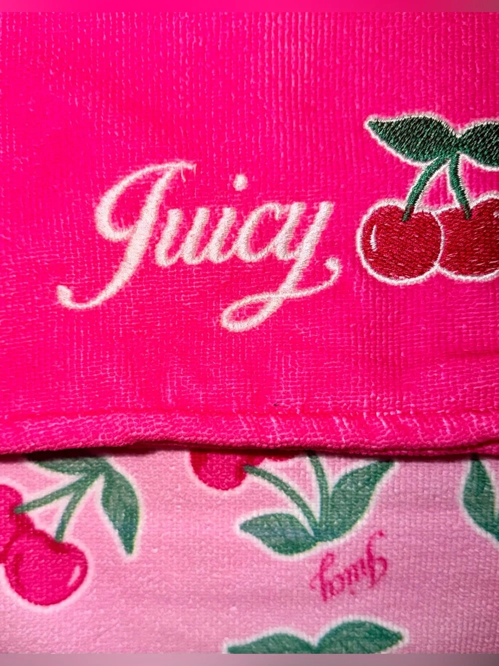 Juicy Couture 2 Pack Pink Cherry Print Microfiber Dog Cat Pet Towels